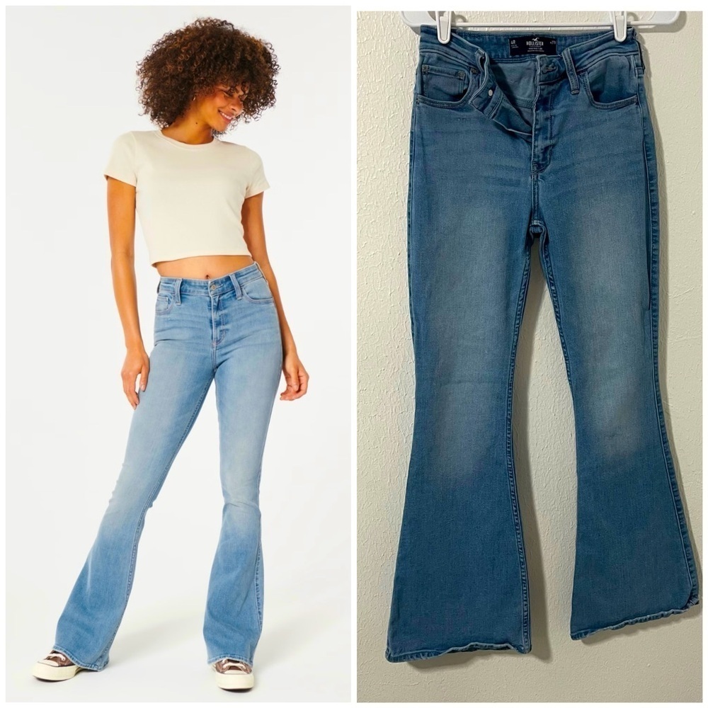 Hollister Women’s High Rise Flare Soft Stretch 4R W27R Light Wash Everyday EUC